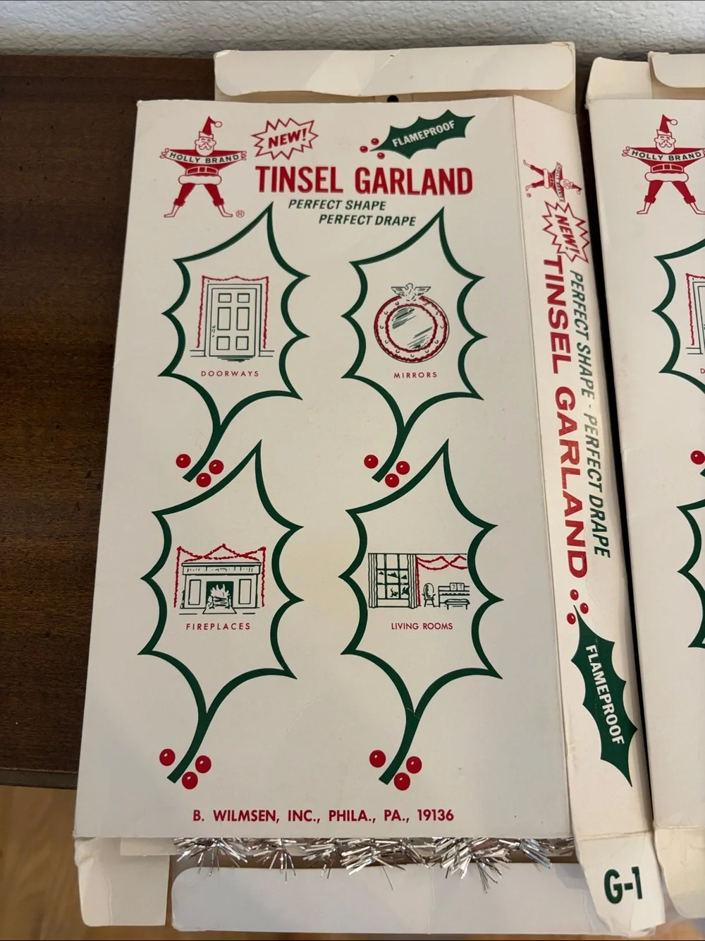 Vintage Holly Brand Silver Tinsel Garland 15ft New in Package 2 Packs Christmas